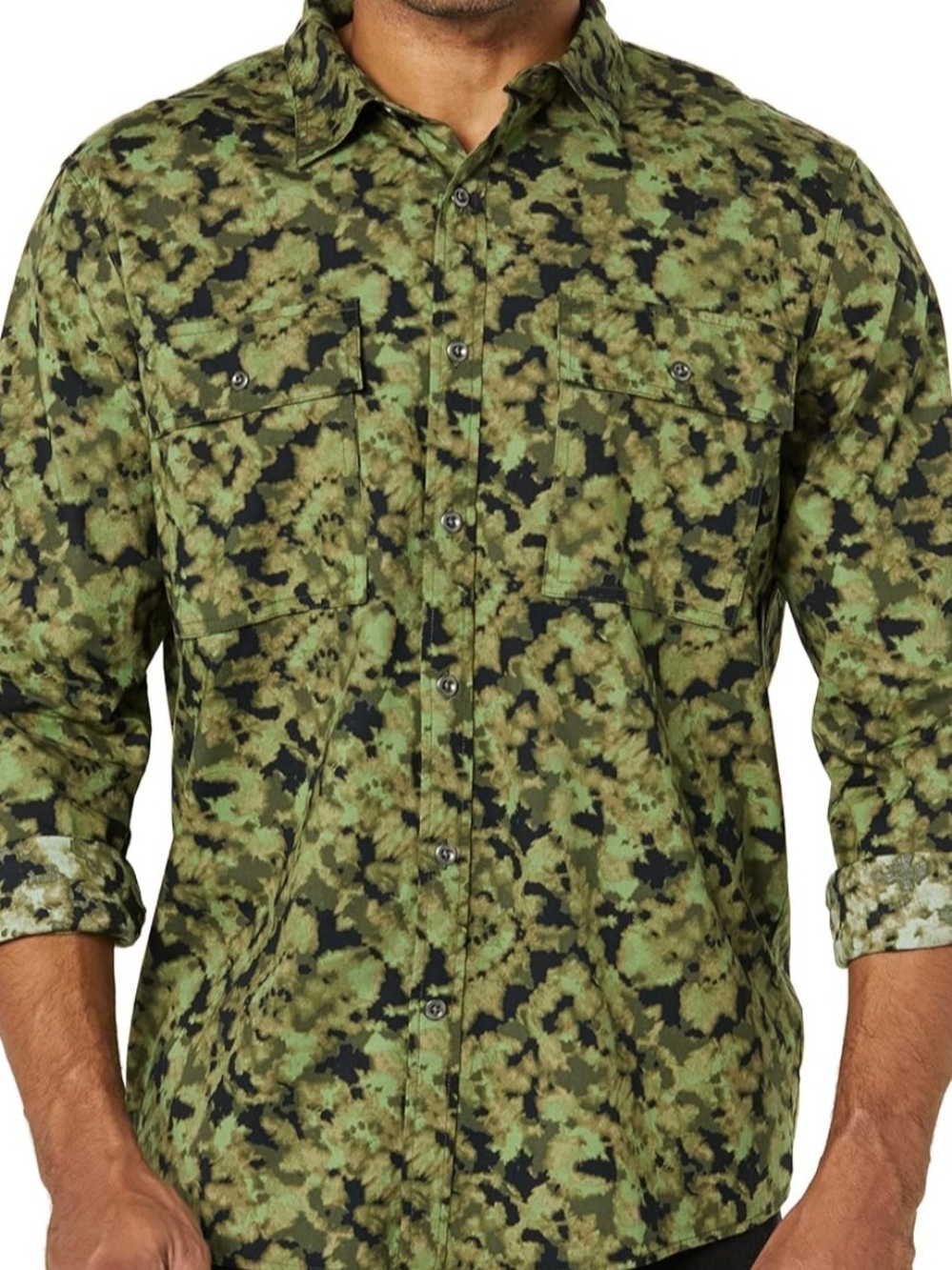 NEW Amazon Essentials Mens XXL Cotton Twill Camo Button Shirt Long Sleeve Pocket